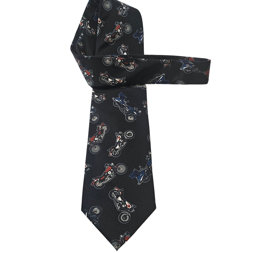 Parquet Necktie Motorcycle Novelty Print Mens Fashion‎ Accessory